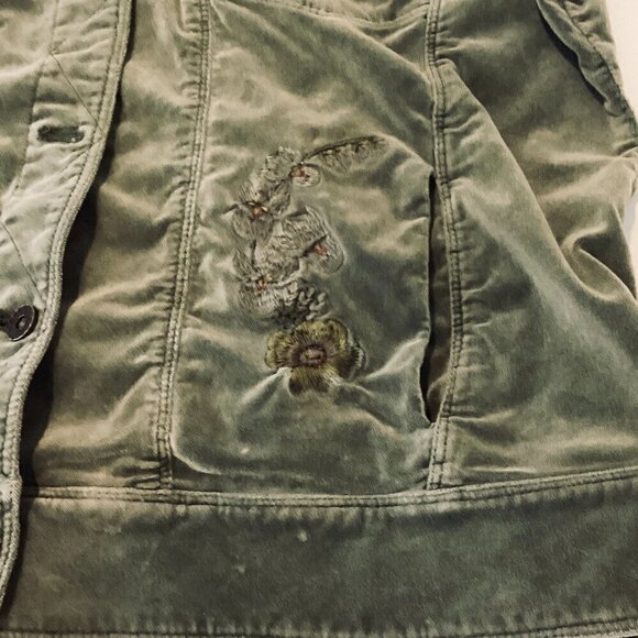 Marrakech Janie 60s Velveteen Embroidered Sage Green Jacket L 202H - Picture 13 of 16